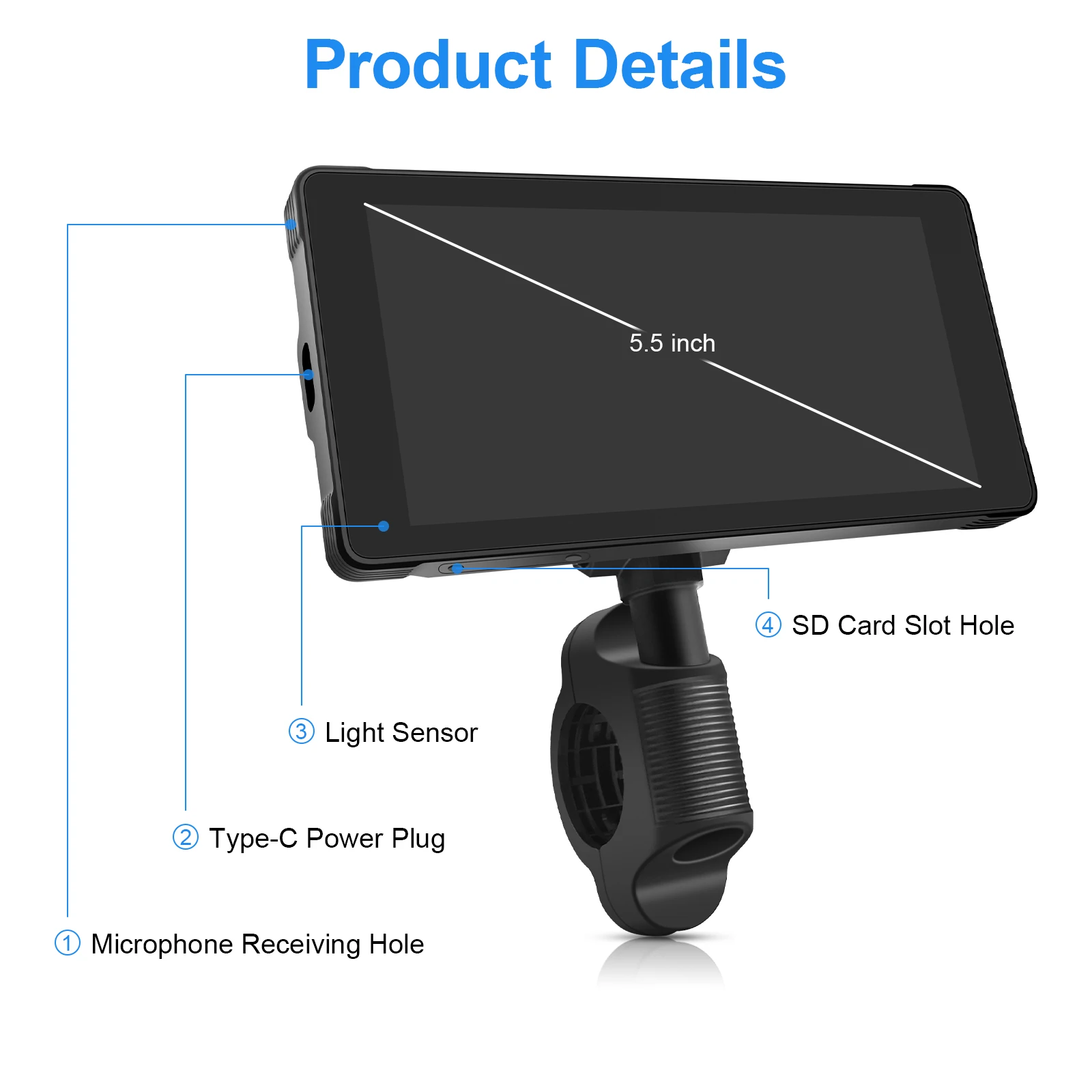 5,5-дюймовый портативный мотоциклетный навигационный экран - Фотография_6
