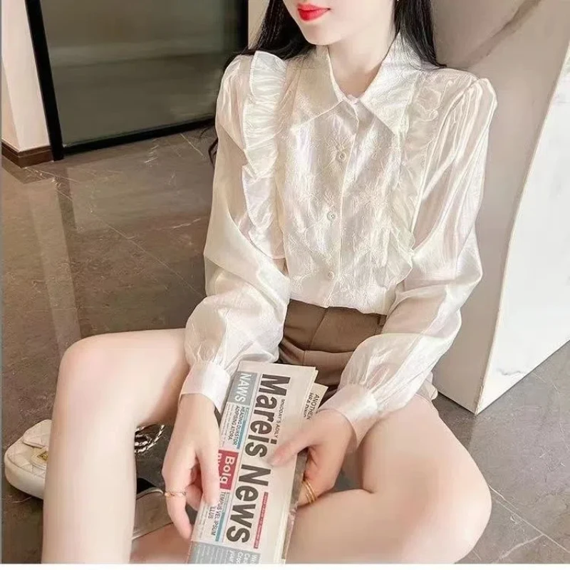 Весенне-осенние женские новые сшитые воротники-поло на пуговицах - Фотография_4