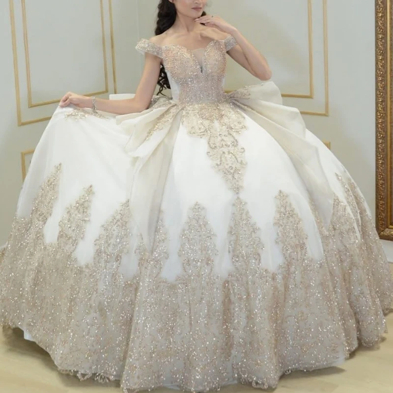 Блестящие платья quinceanera цвета шампанского