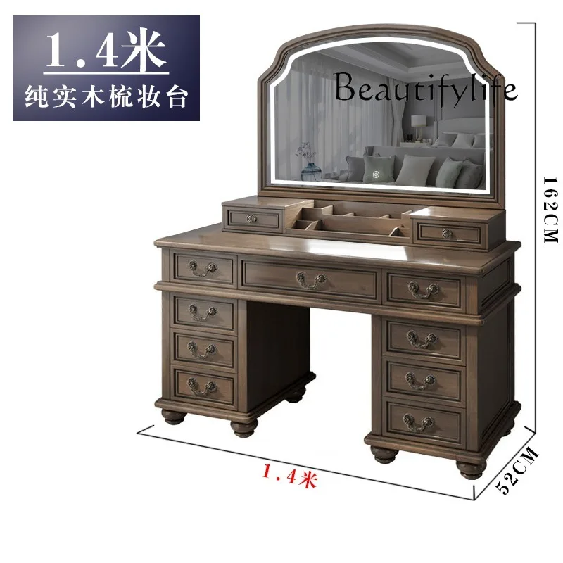 Большое зеркало большой емкости из чистого массива дерева с лампой - Фотография_5