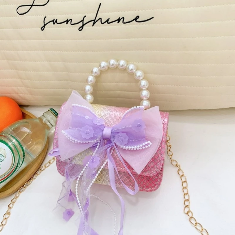 Квадратные сумки на плечо с милым бантом для маленьких девочек