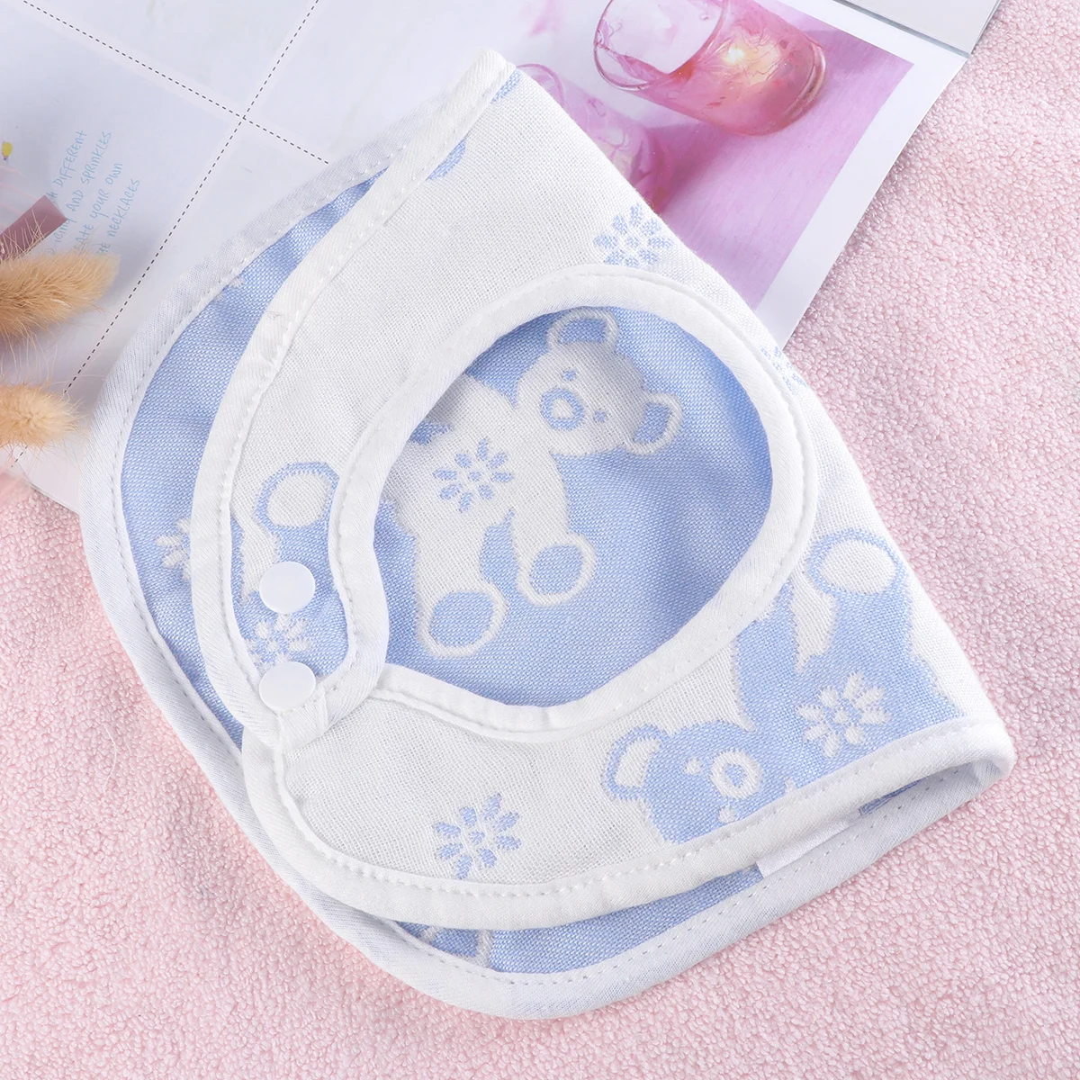 U-образные нагрудники с рисунком синего медведя и застежкой-застежкой - Фотография_4