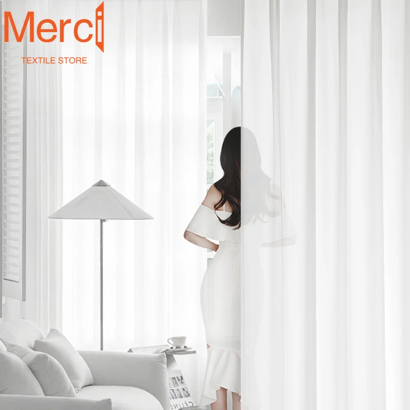 Роскошные шифоновые белые тюлевые белые прозрачные шторы для гостиной