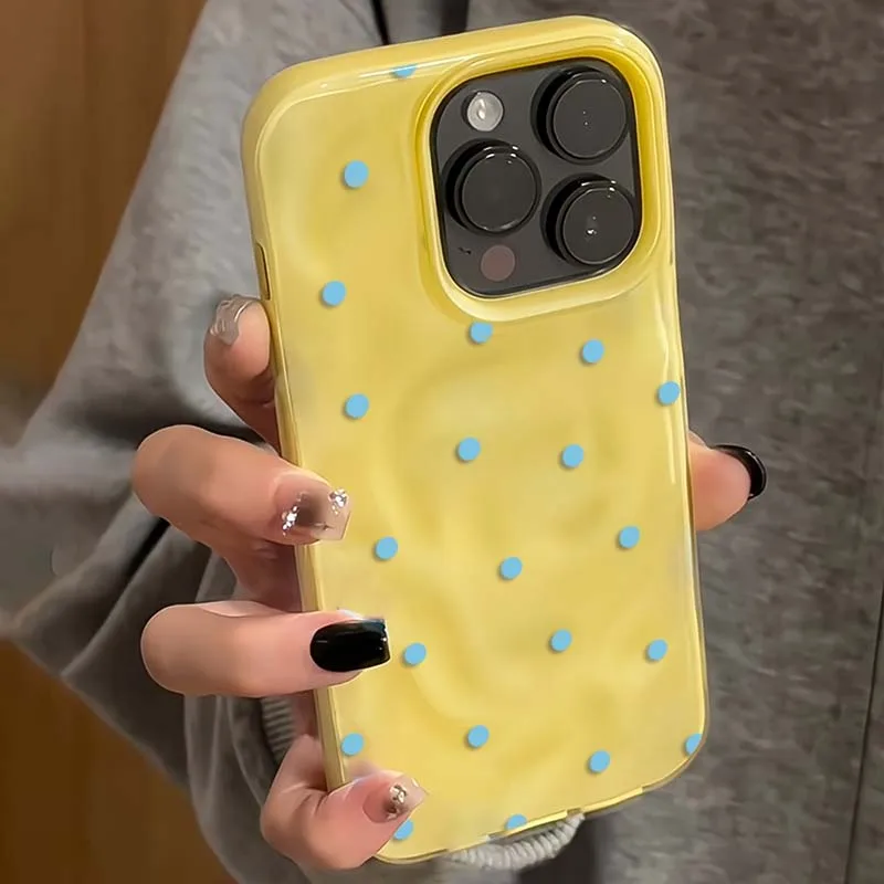Черный, белый, синий чехол в горошек для iphone 11 - Фотография_5
