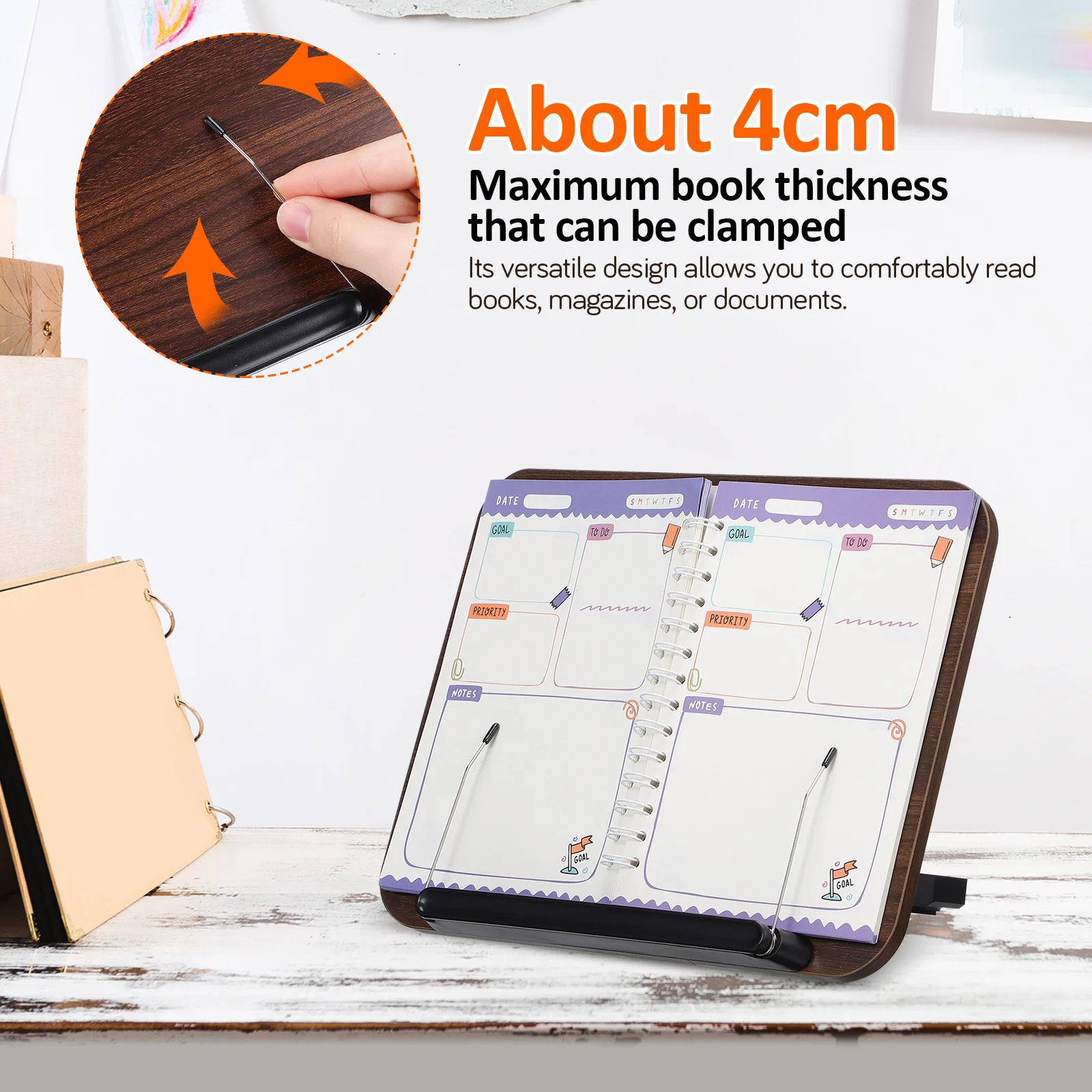 Регулируемая подставка для книг из орехового дерева - Фотография_4