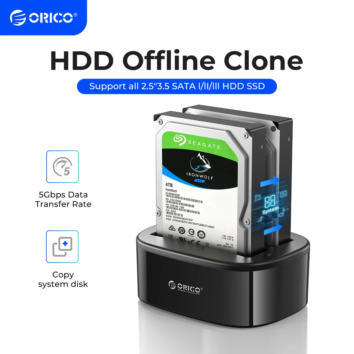Orico usb 3.0 на sata двойной-бей жесткий диск док-станция для 2