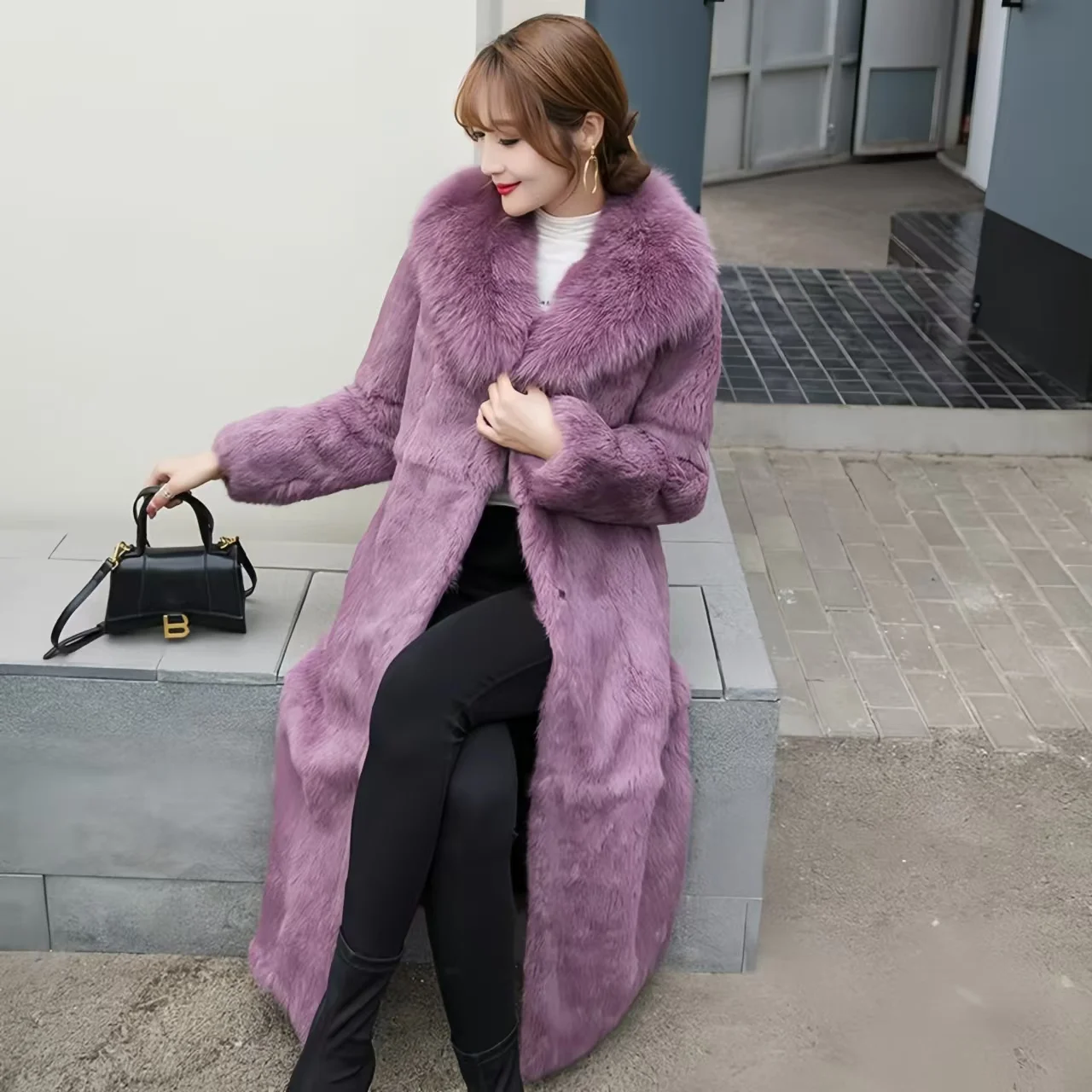 Настоящее пальто из меха кролика рекс - Фотография_3