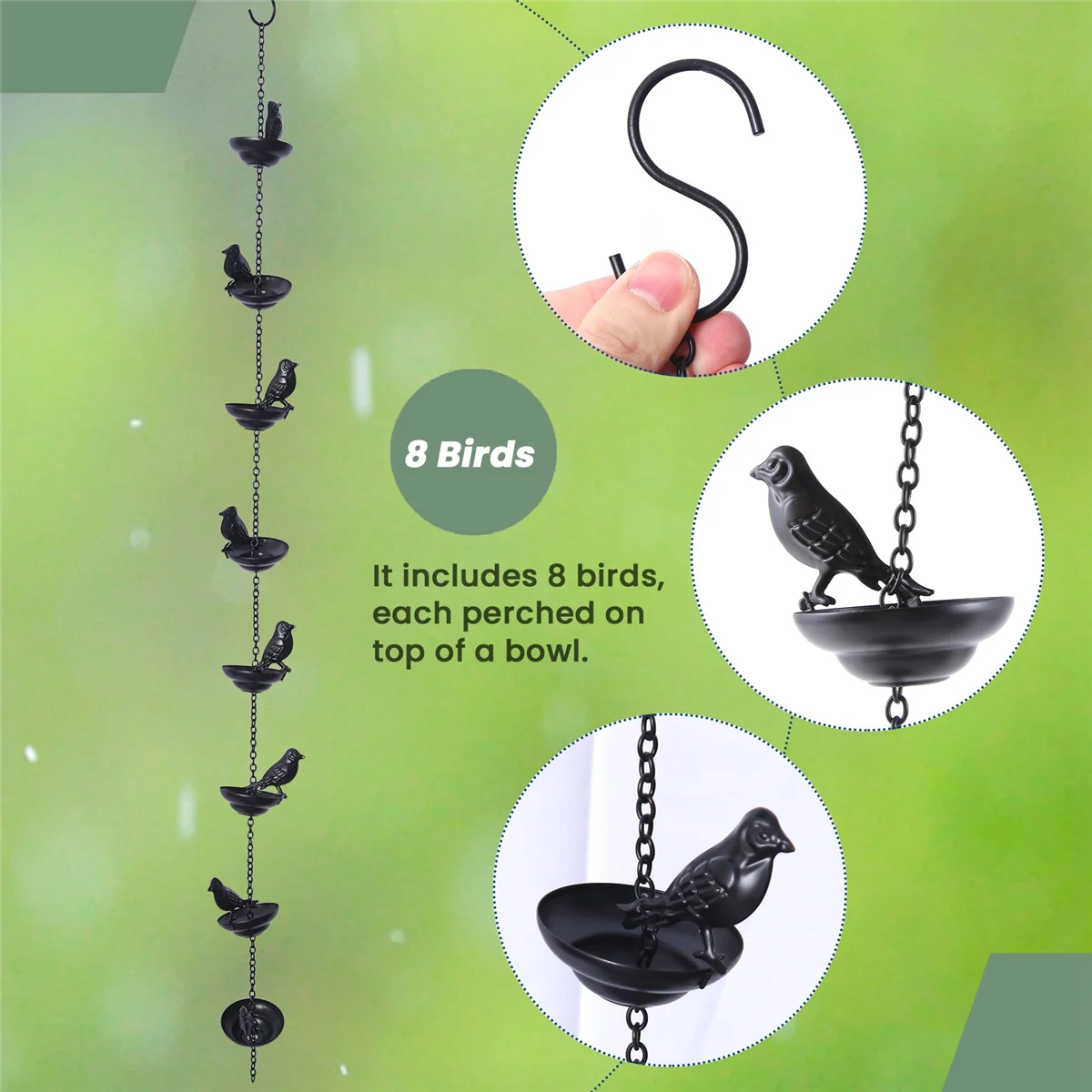 Abfa mobile birds on cups дождевая цепь для улицы - Фотография_6