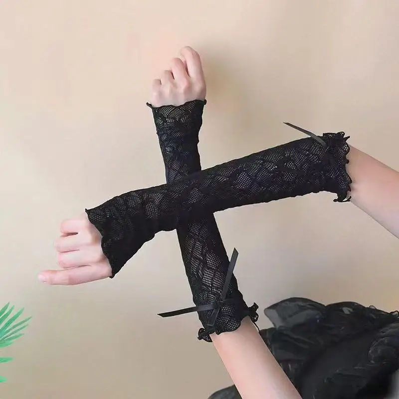 Кружевные перчатки y2k с рюшами - Фотография_4