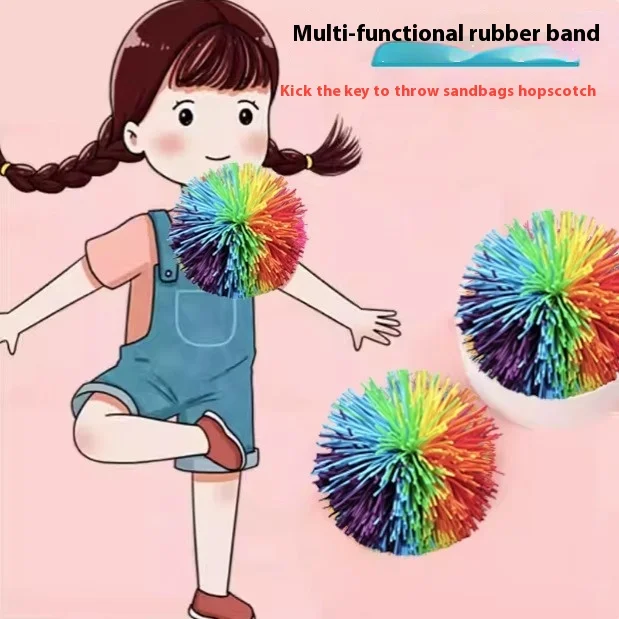 Детский шар в радужную полоску с резиновой нитью