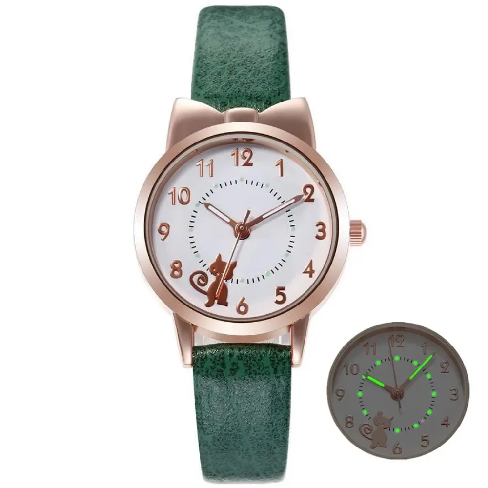 Цифровые детские часы с кожаным ремешком для девочек и студентов - Фотография_4