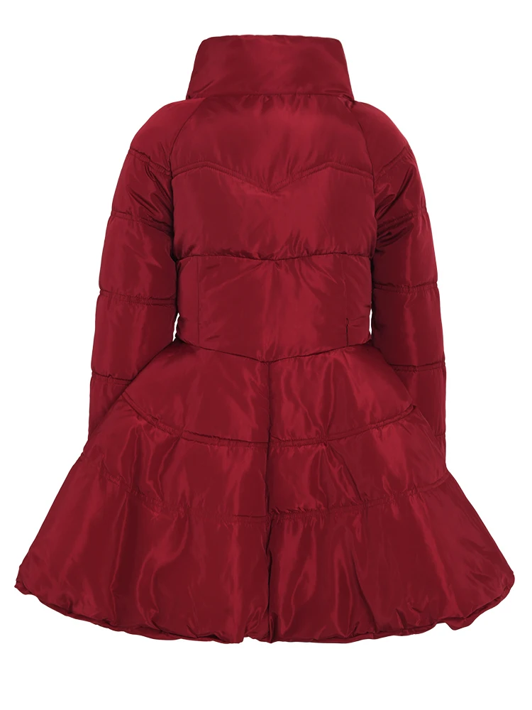 Zmeenna красное повседневное пальто с бантом и хлопковой подкладкой - Фотография_3