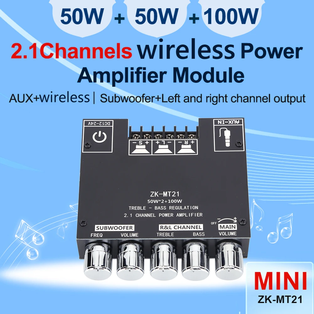 Zk-mt21 плата цифрового усилителя мощности 2x50 вт + 100 вт 2 - Фотография_3