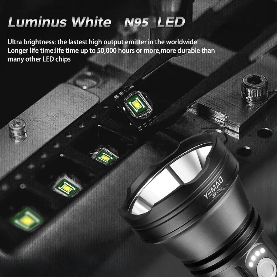 Сверхмощный перезаряжаемый светодиодный фонарик 2840lm - Фотография_4