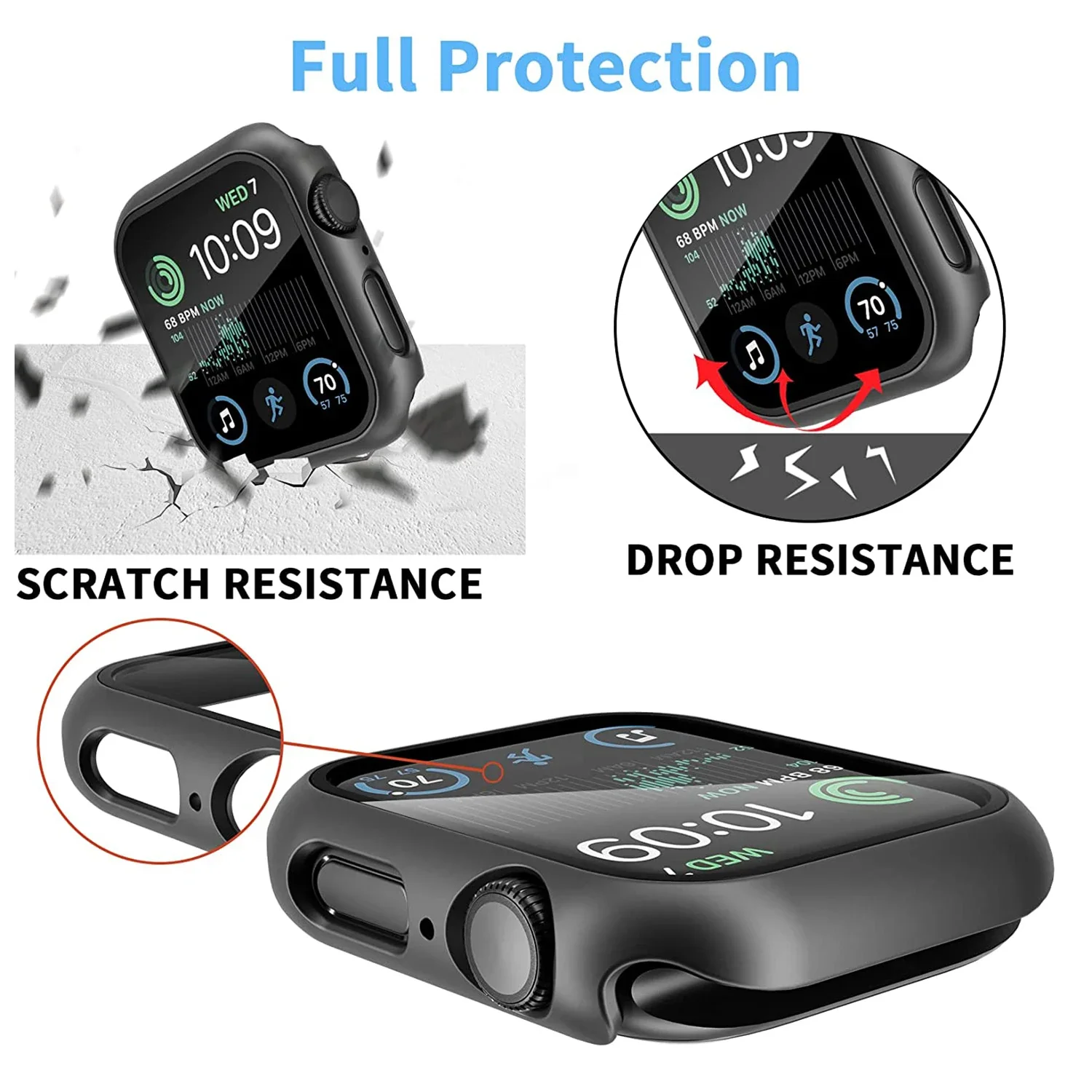 Закаленное стекло + чехол для apple watch 9 8 7 45 мм 41 мм - Фотография_4
