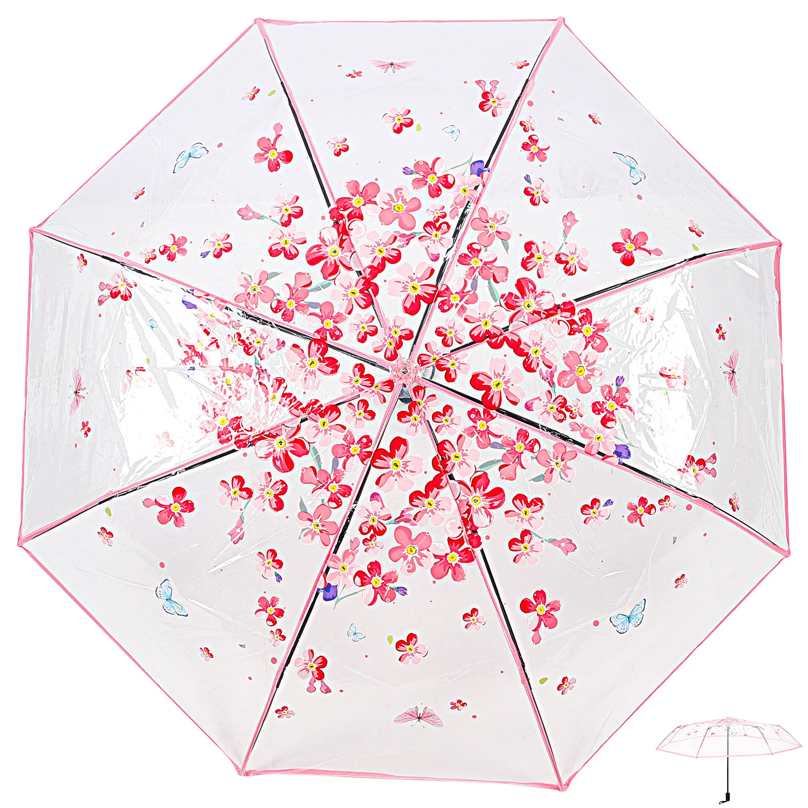 Складной свадебный зонт с цветочным узором бабочки - Фотография_6