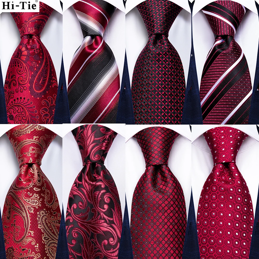 Hi-tie бордовый шелковый свадебный