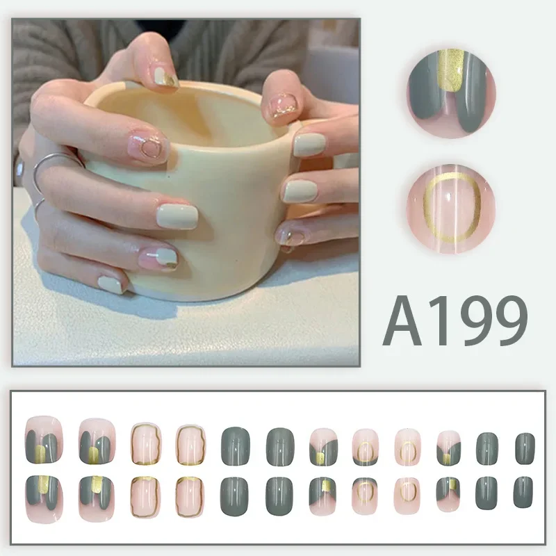 Французские простые съемные накладные ногти с круглой головкой