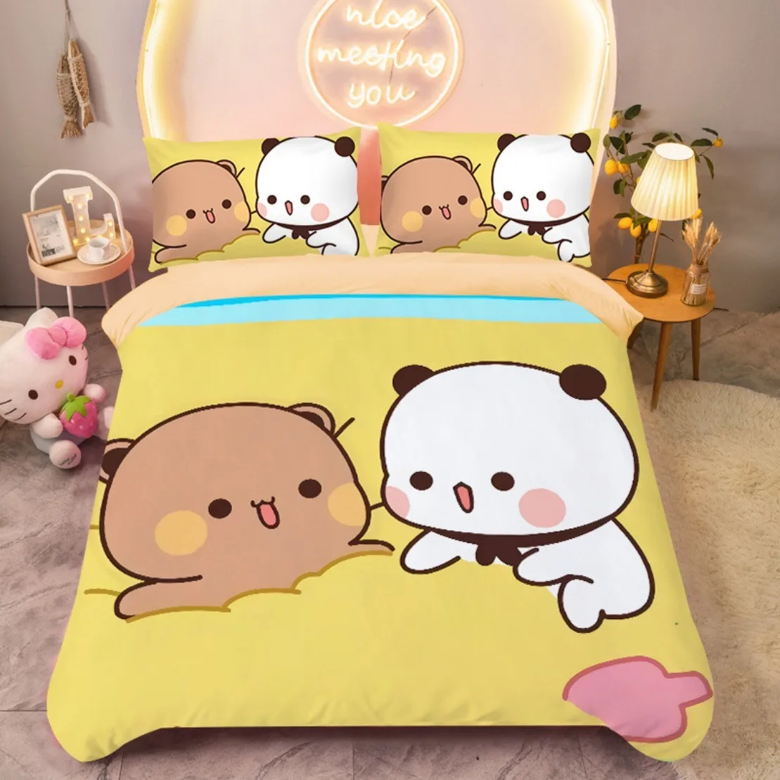 Прекрасный детский пододеяльник kawaii bubu и dudu