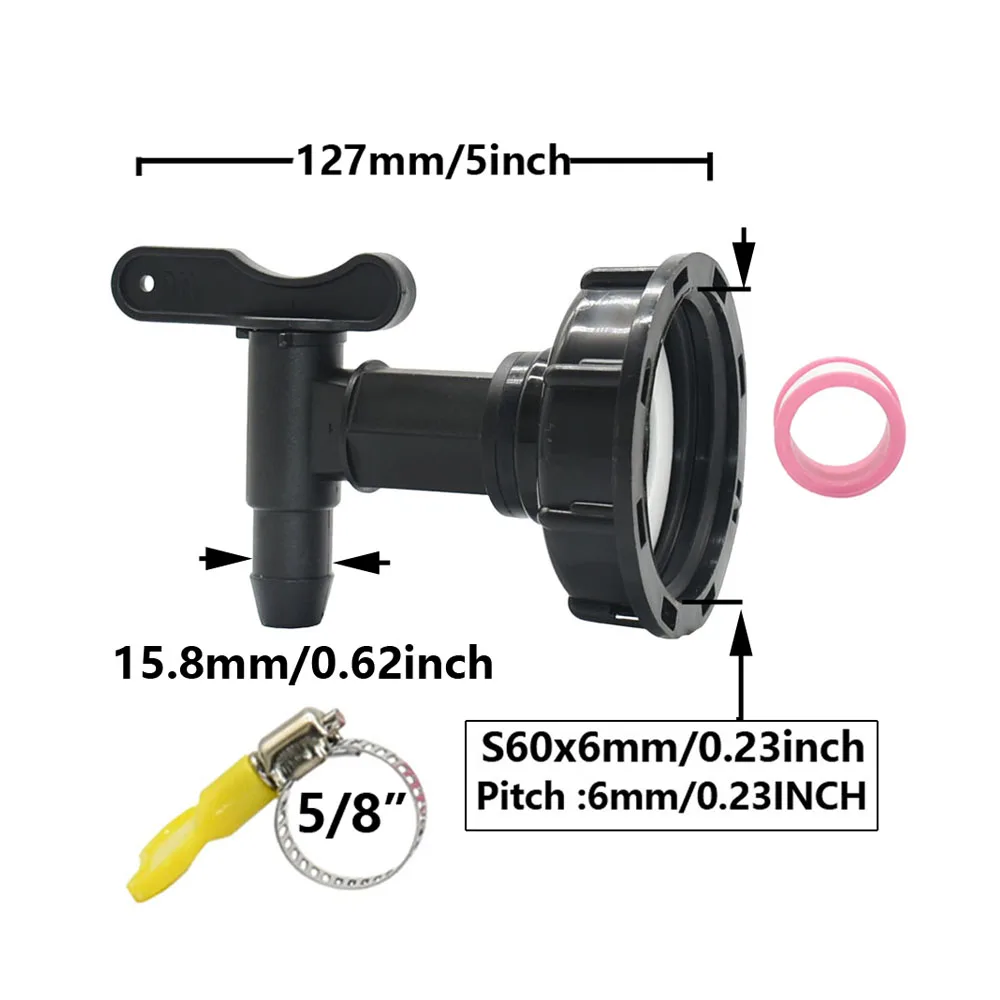 Адаптер крана резервуара ibc 3/4 дюйма с грубой резьбой s60 до 5/8 дюйма - Фотография_3