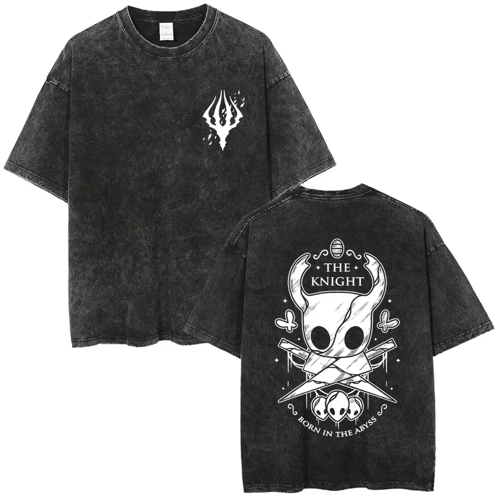 Промытая винтажная футболка с двусторонним принтом game hollow knight - Фотография_3