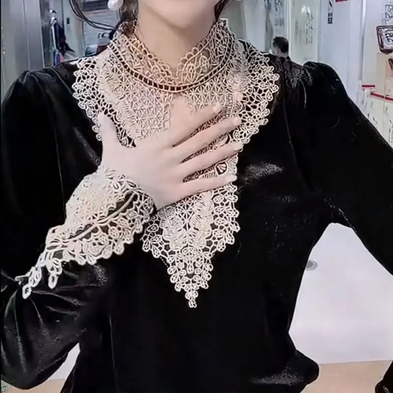 Женская кружевная блузка с длинным рукавом - Фотография_4