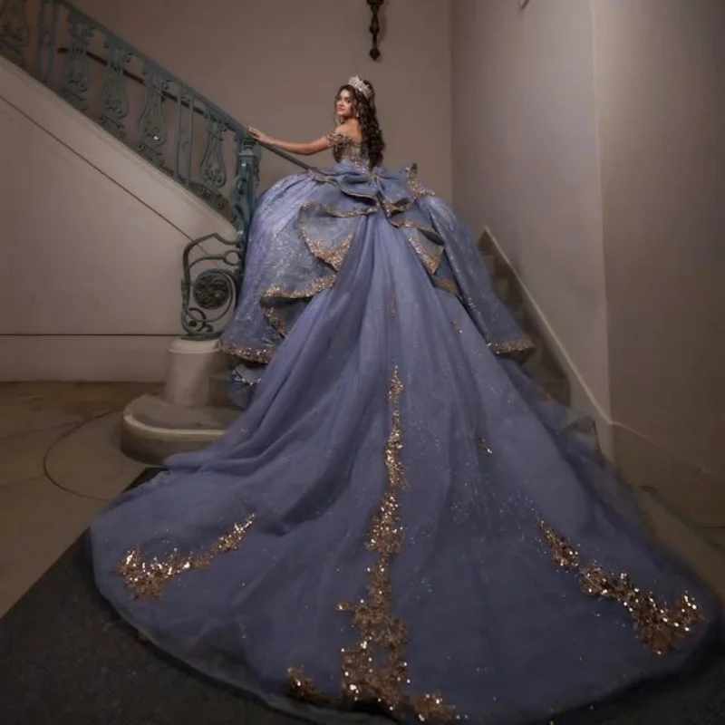 Блестящее шиферно-синее платье - Фотография_3