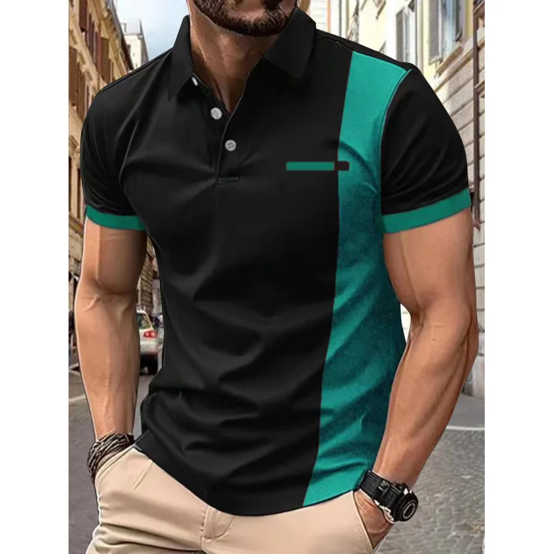 Модные мужские футболки-поло с градиентным узором - Фотография_5