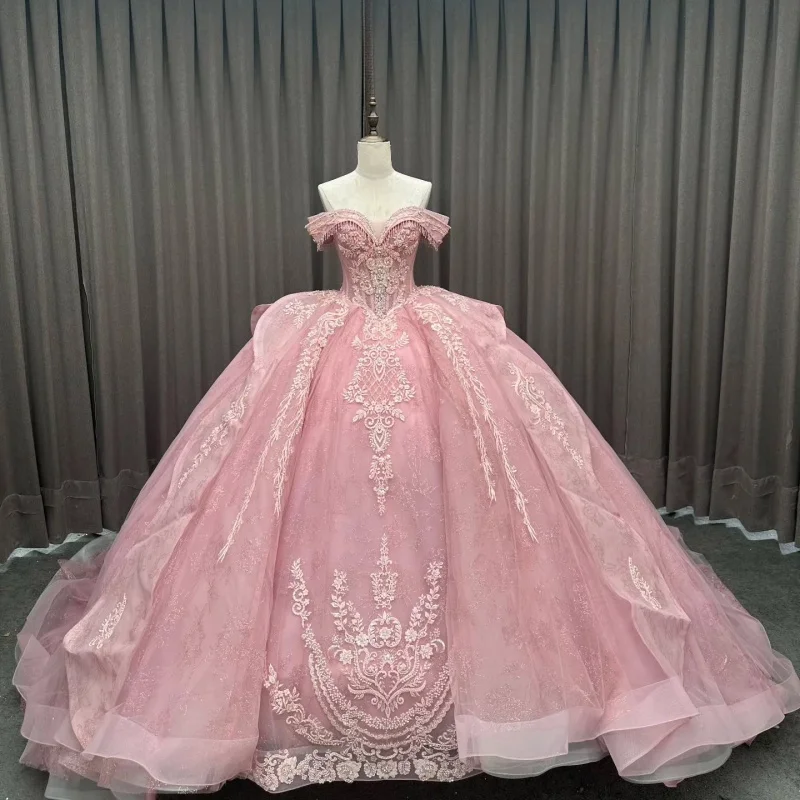 Блестящие розовые платья quinceanera - Фотография_3