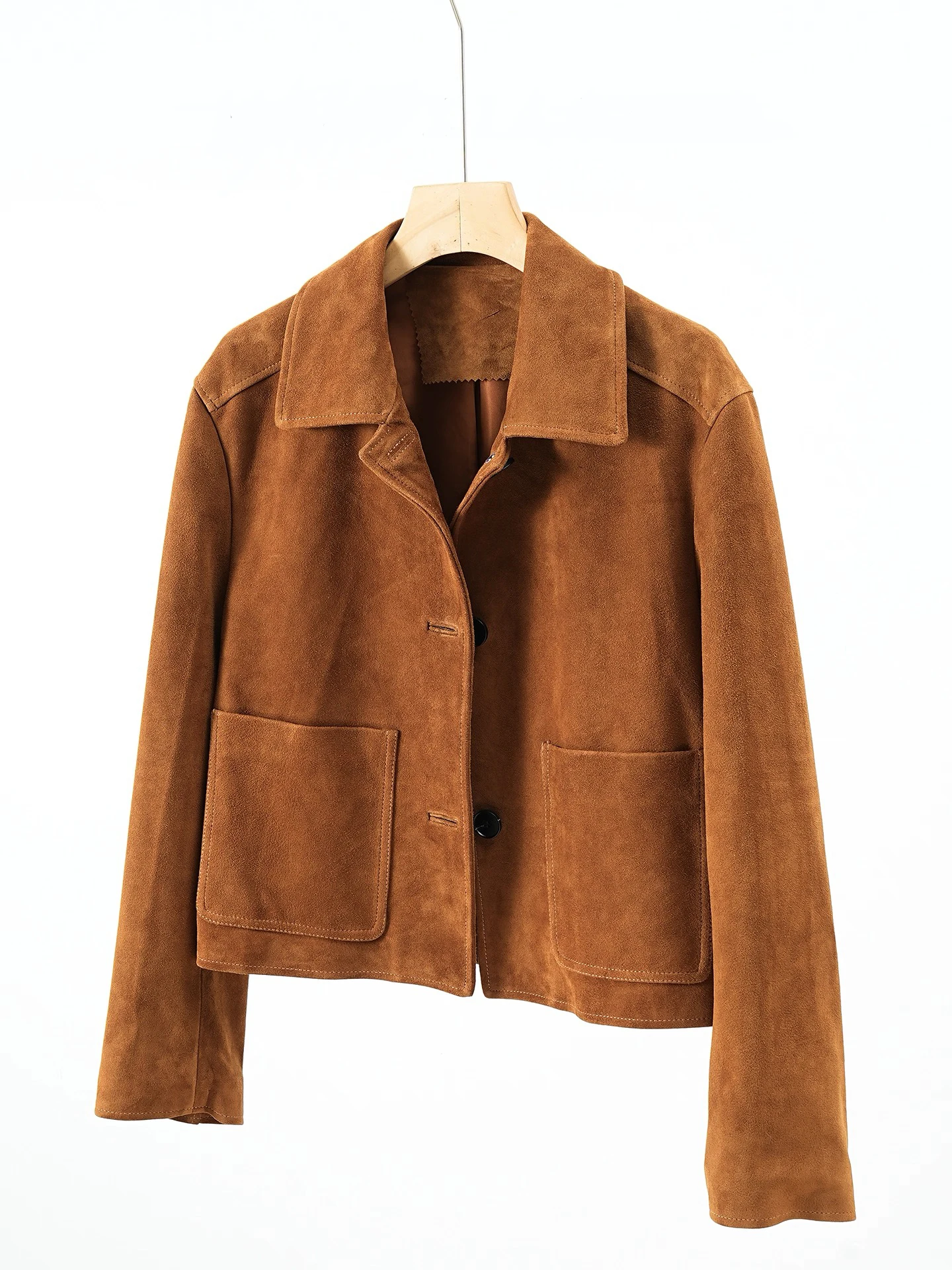 Детская замшевая кожаная куртка в стиле ретро для женщин