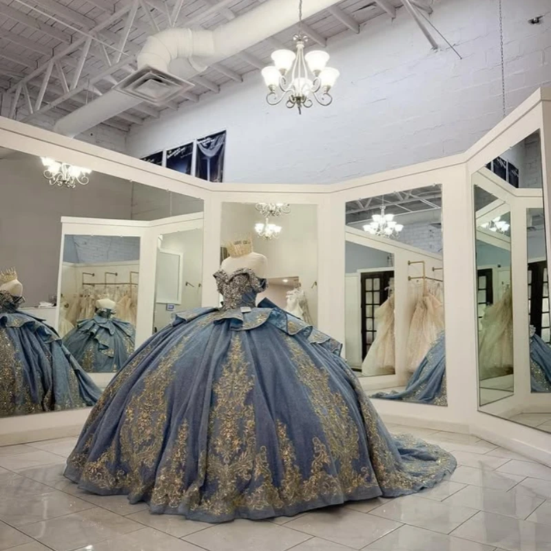 Блестящие синие платья quinceanera - Фотография_6