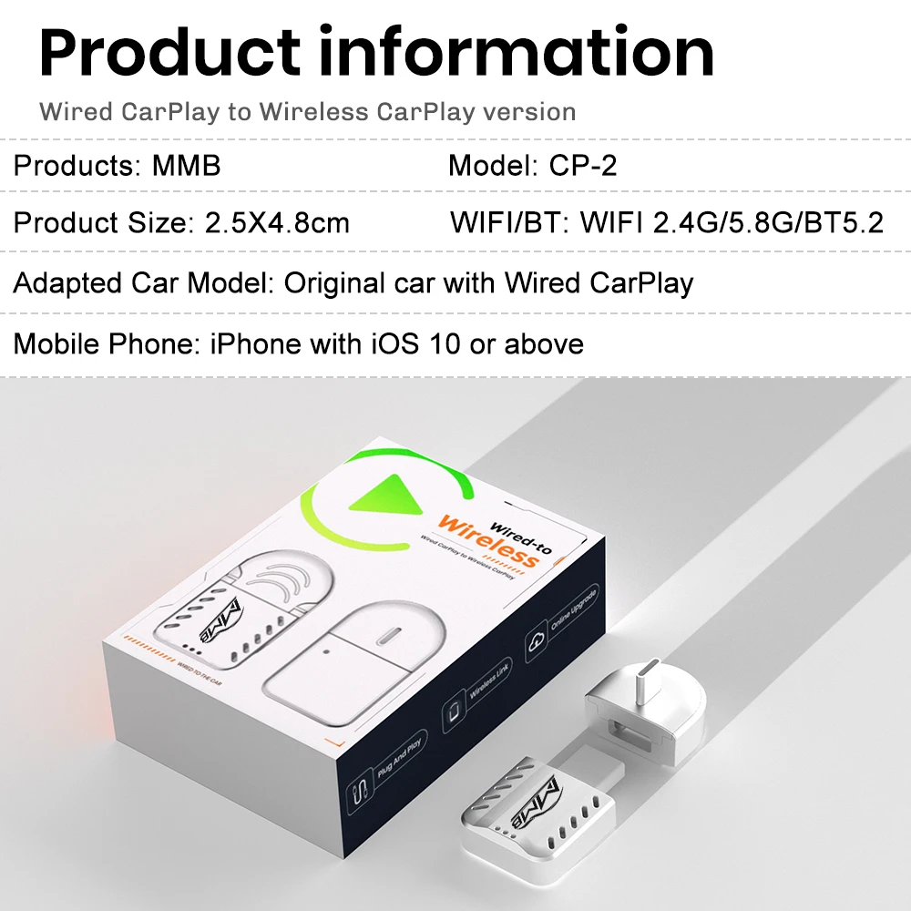 Новый проводной беспроводной мини-адаптер apple carplay wifi bluetooth v5 - Фотография_6