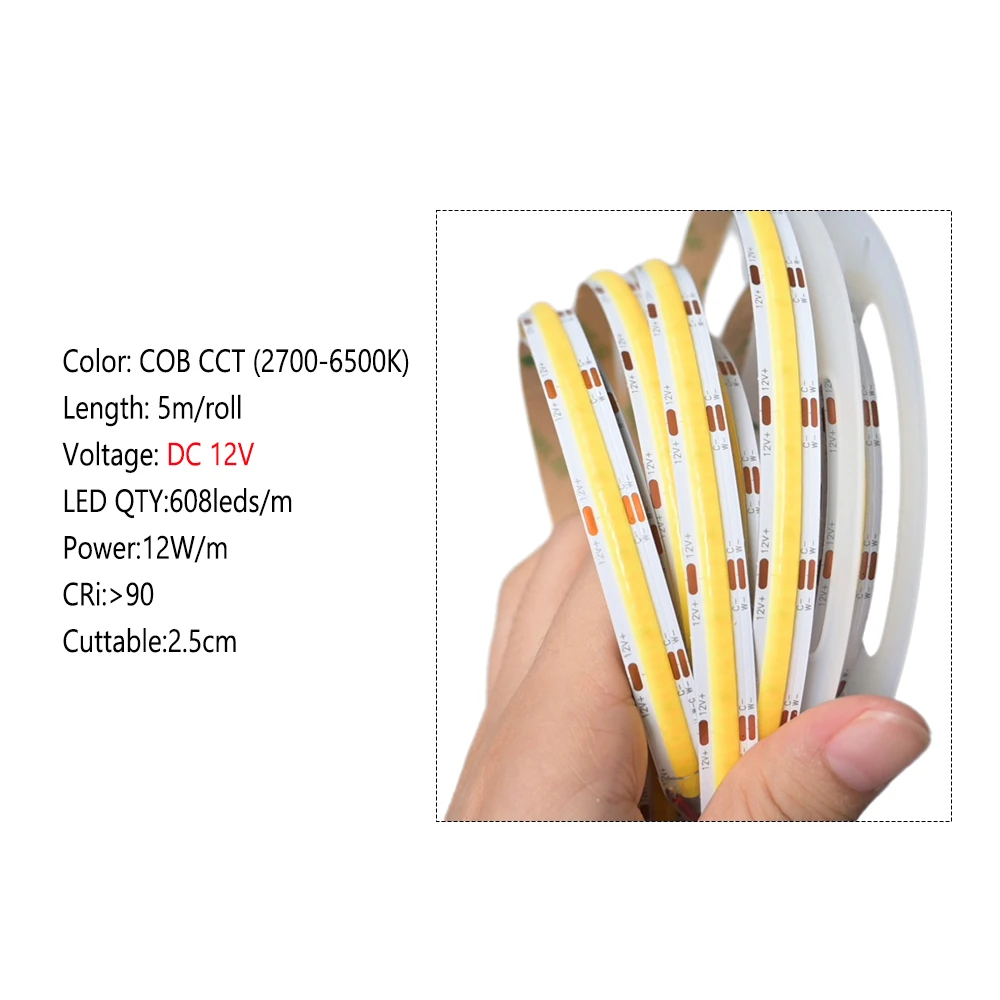 Светодиодная лента tuya zigbee cob cct 12 в - Фотография_6