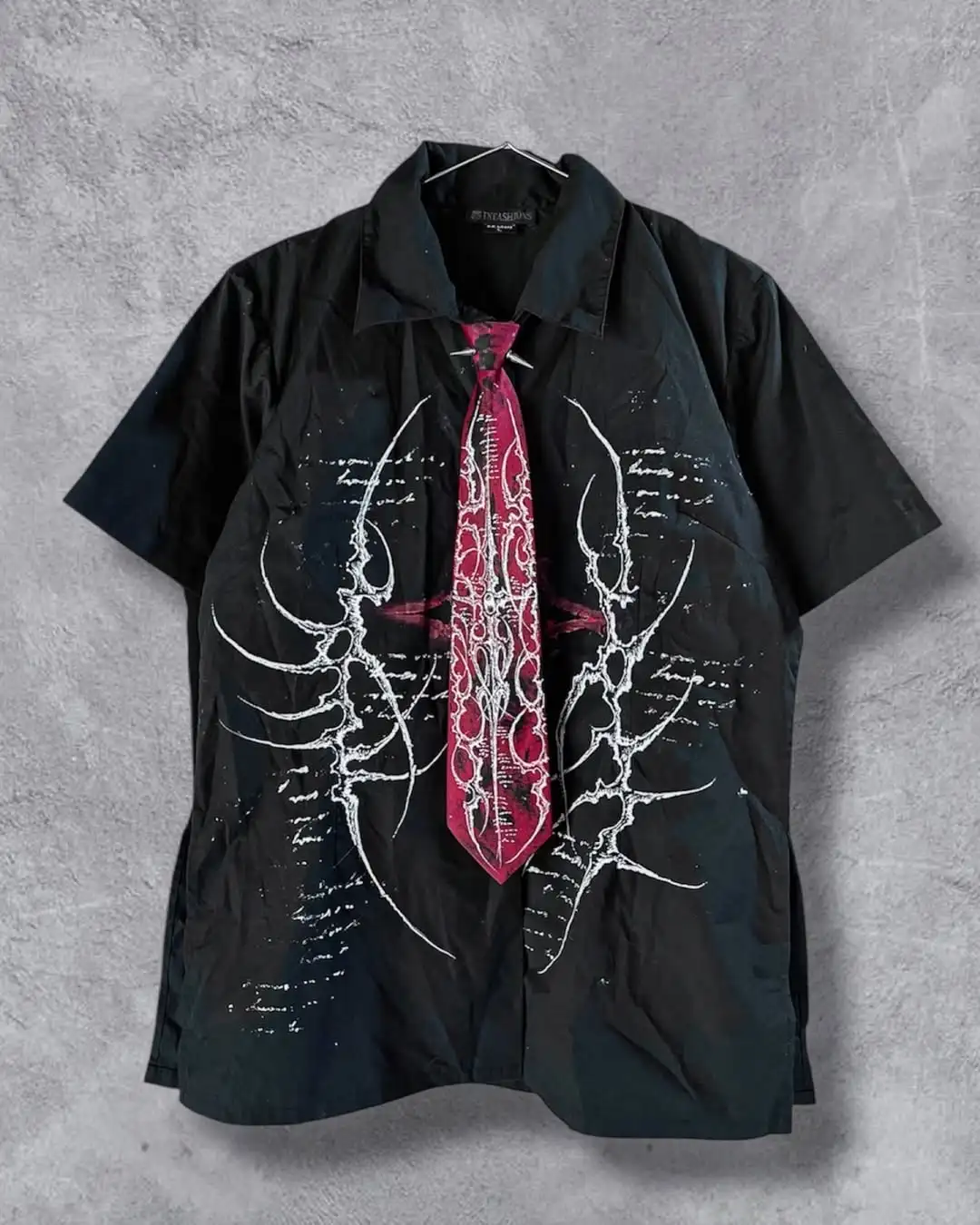 Y2k черная рубашка с галстуком