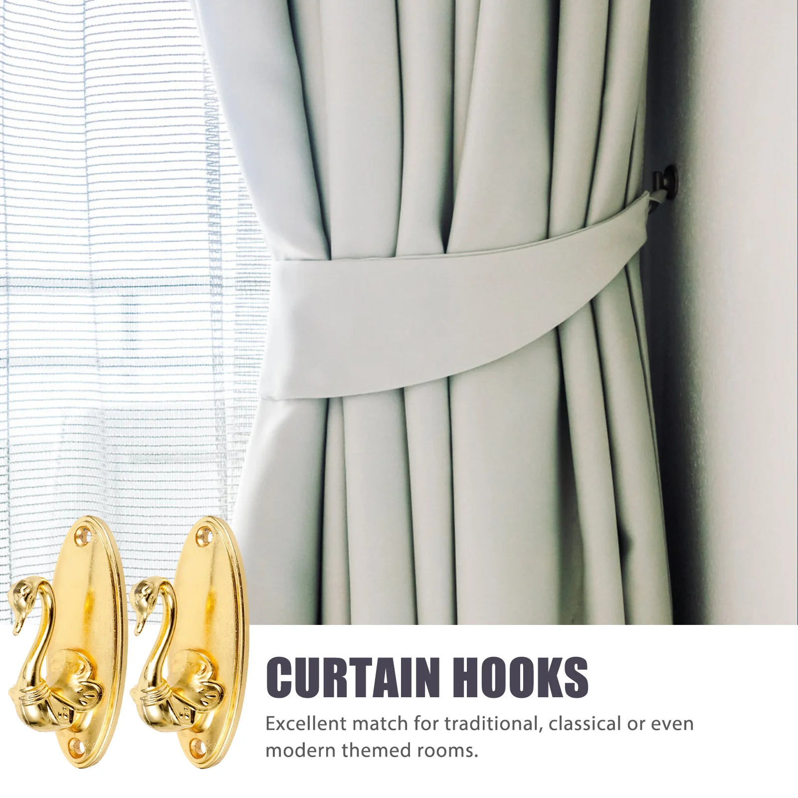 Пара элегантных золотых держателей для штор в лебедином стиле - Фотография_4