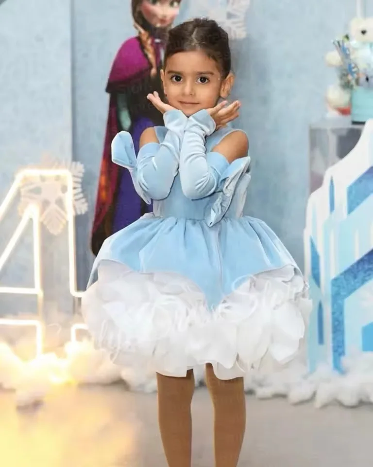 Платье с цветочным узором для девочек с галстуком-бабочкой - Фотография_5