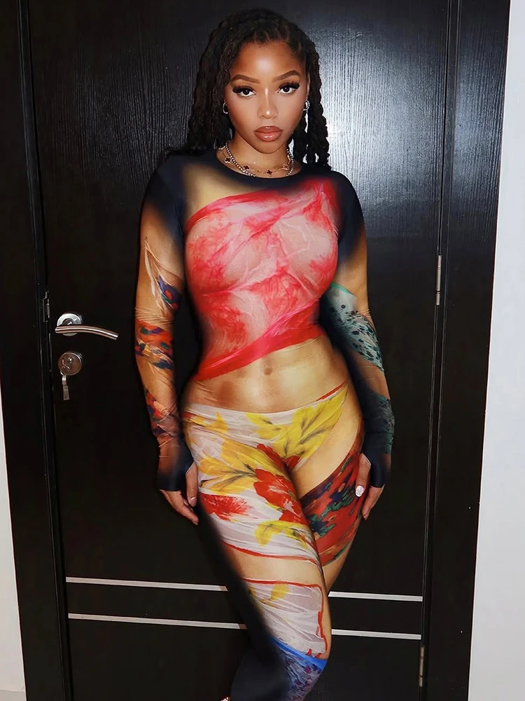 Женский комбинезон с разноцветным принтом weird puss - Фотография_2