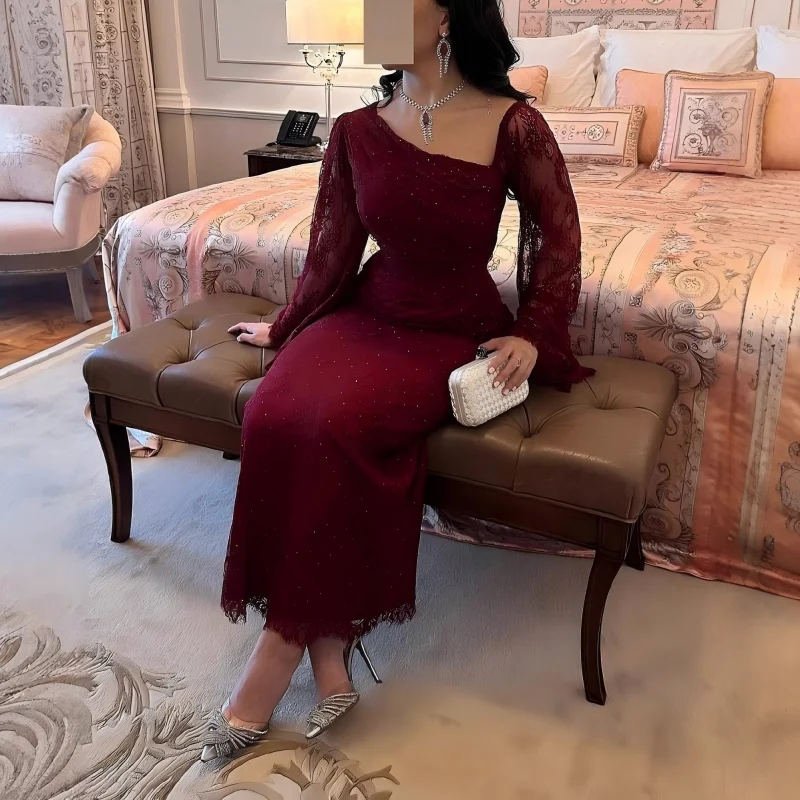 Сексуальное элегантное вечернее платье полной длины с высоким разрезом - Фотография_2