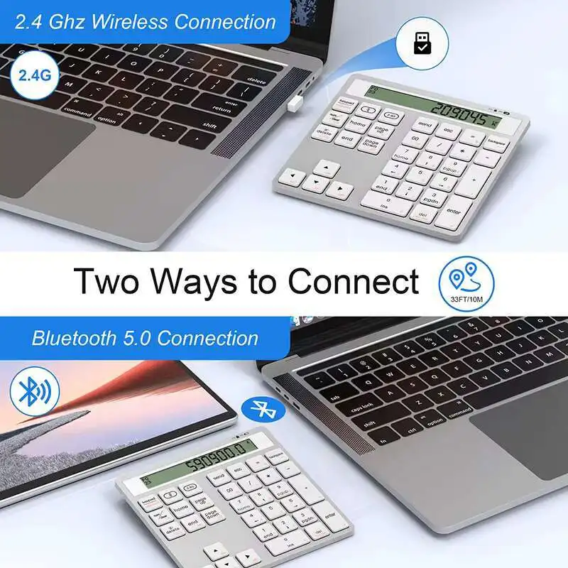 Эргономичная двухрежимная беспроводная цифровая клавиатура bluetooth5 - Фотография_3