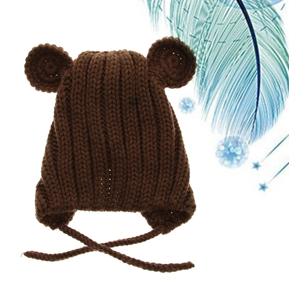 Детская шерстяная вязаная шапка с медвежьими ушками - Фотография_2