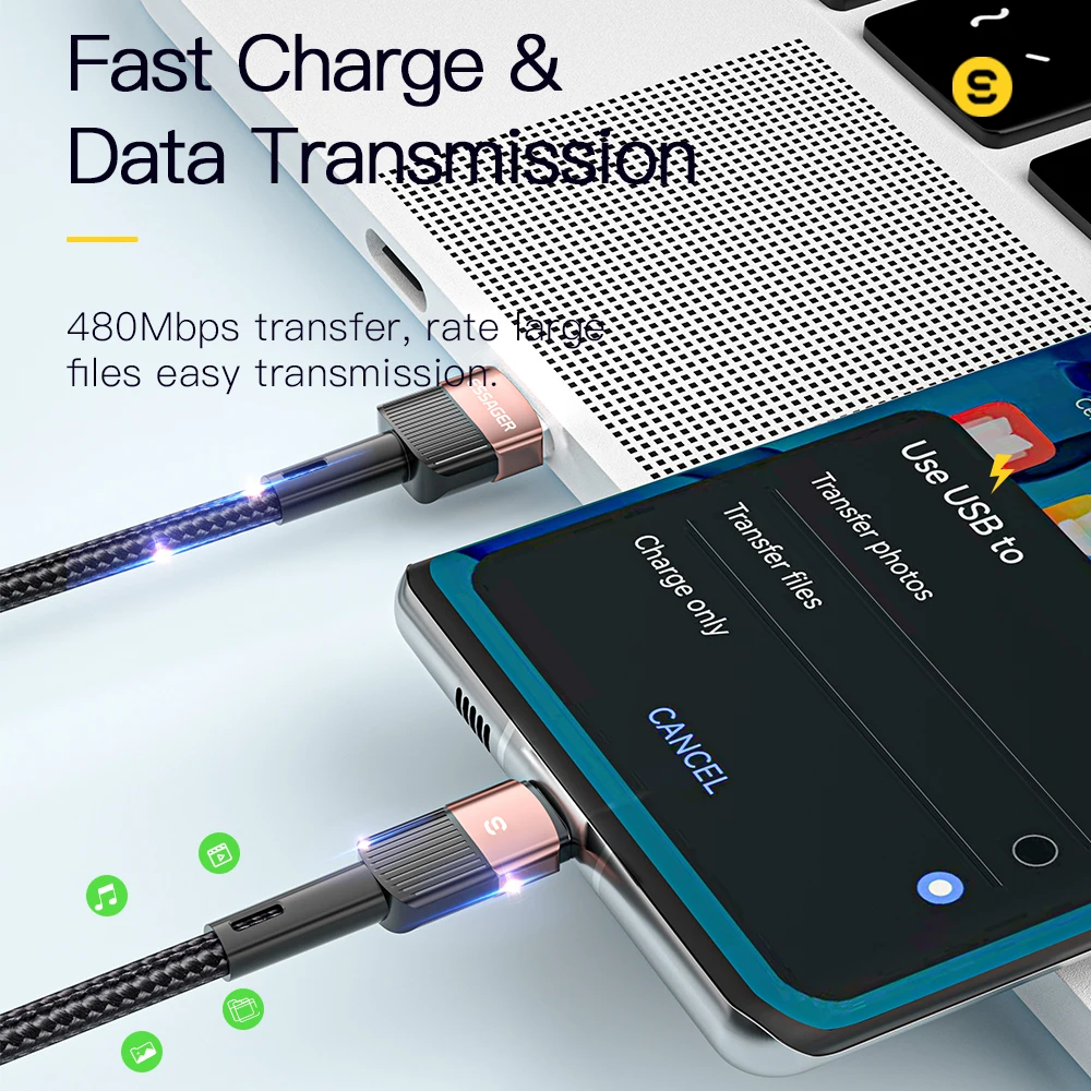 Кабель зарядный essager 7a usb type-c - Фотография_3