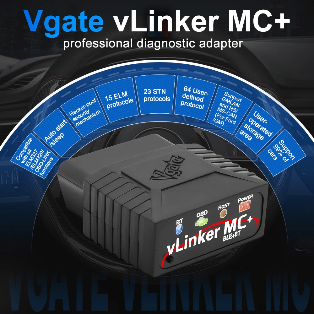 Автомобильный диагностический сканер vgate vlinker mc + elm327 v2.2 - Фотография_2