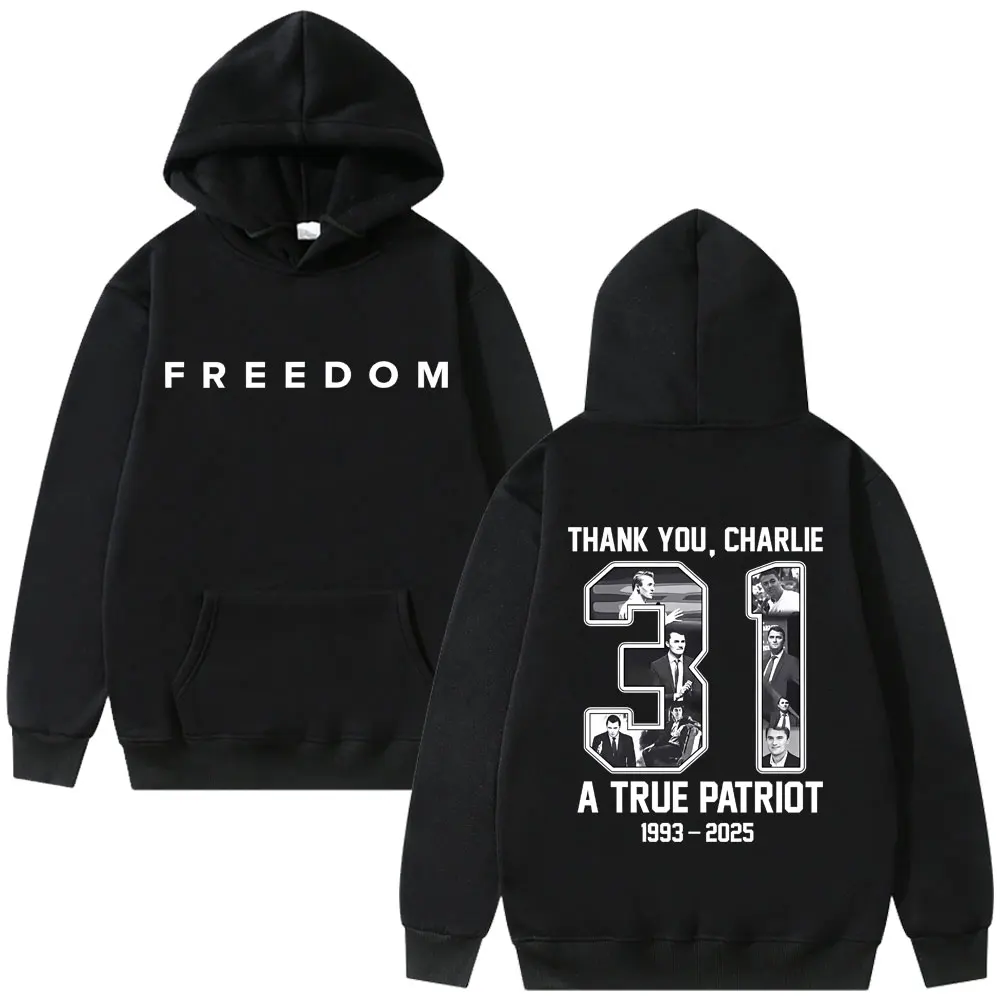 Толстовка с графическим принтом charlie kirk freedom для мужчин и женщин - Фотография_2