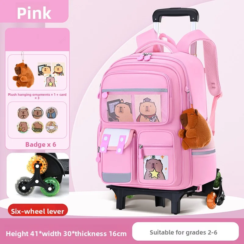 Детский школьный рюкзак с героями мультфильмов и колесиками - Фотография_5