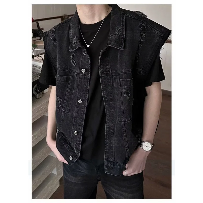 Осенний американский ретро потертый жилет - Фотография_6