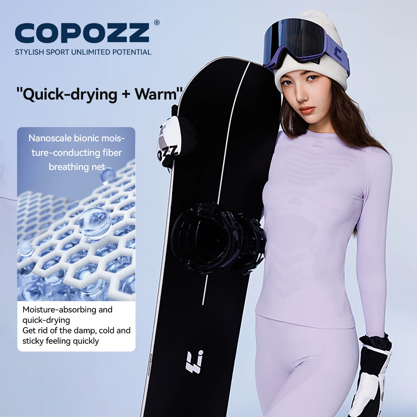 Copozz женский и мужской бесшовный комплект термобелья для лыж - Фотография_4