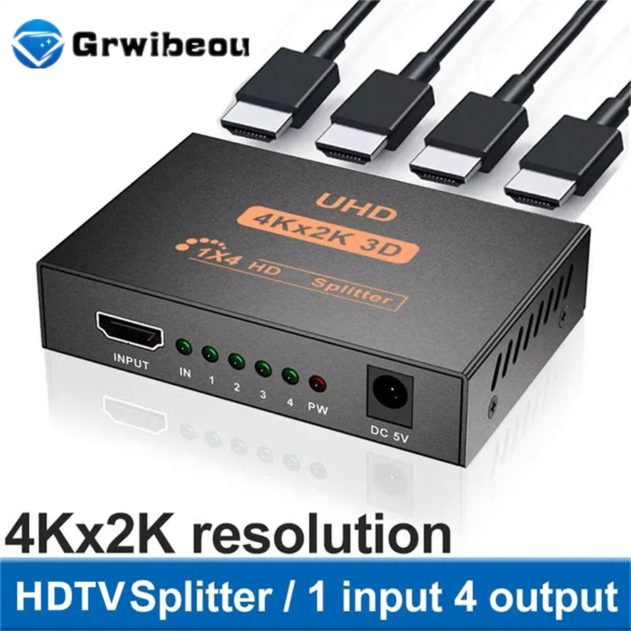 1x4 hdmi-совместимый преобразователь-сплиттер 1 в 4 выхода hd 1 - Фотография_3