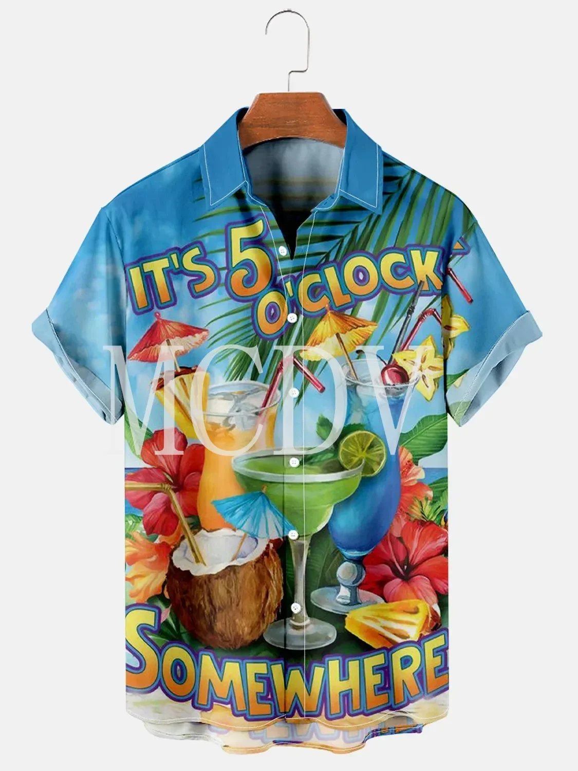 Гавайская пляжная гавайская рубашка с 3d-принтом попугая - Фотография_5