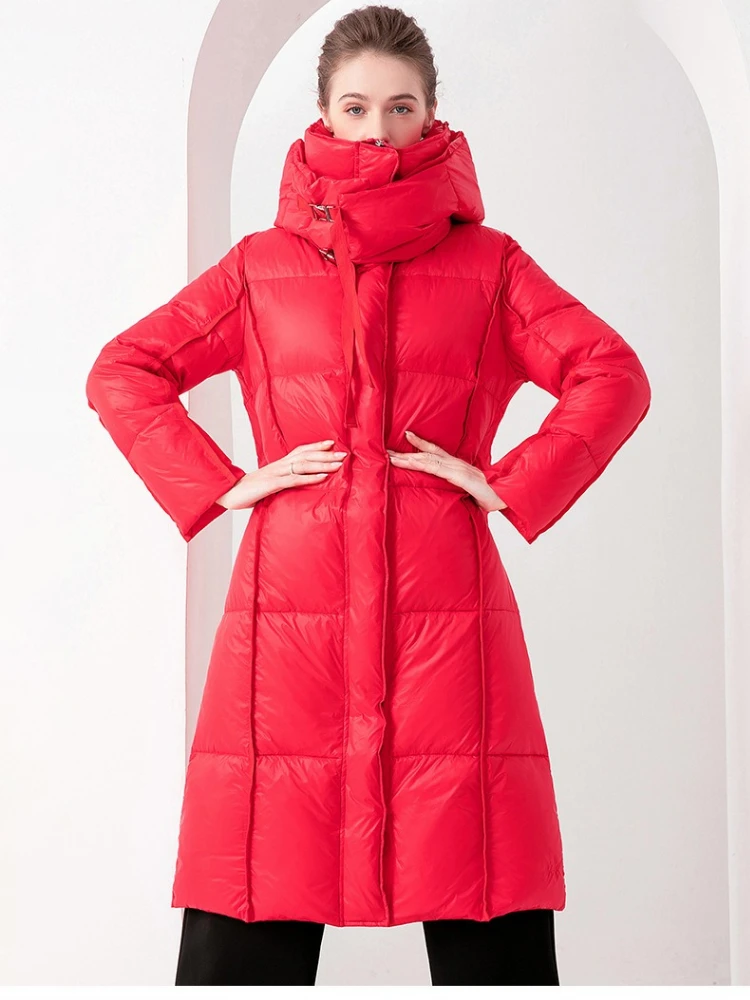 Трендовое зимнее женское холодное пальто на белом утином пуху - Фотография_6