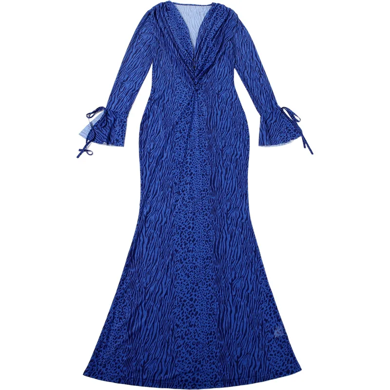 Синее платье для выпускного вечера с леопардовым принтом - Фотография_5